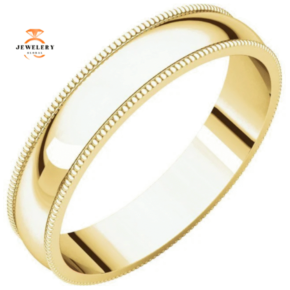 WOMEN'S 14KT GOLD 4MM LIGHTWEIGHT MILGRAIN WEDDING BAND - Image 5