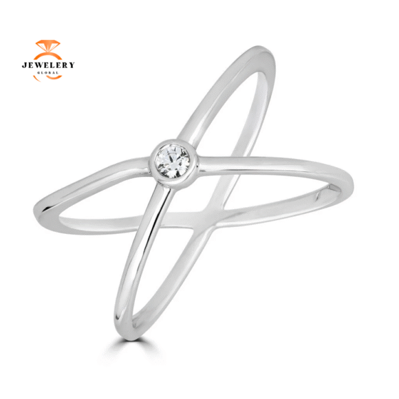 EMILIQUE 14KT GOLD 1/20 CTW DIAMOND CRISS-CROSS RING