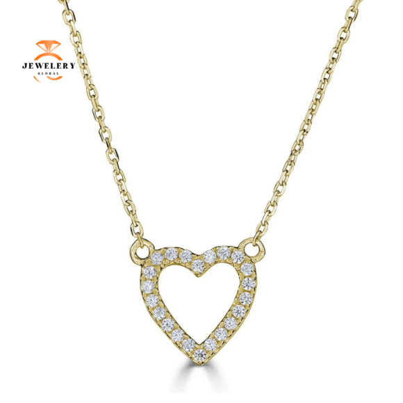 EMILIQUE PETITE 14KT GOLD .08 CTW DIAMOND OPEN HEART NECKLACE - Image 3
