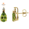 14KT YELLOW GOLD 2.20 CTW PERIDOT & 0.08 CTW DIAMOND EARRINGS