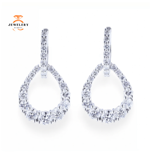 18KT WHITE GOLD 2.74CTW DIAMOND DROP EARRINGS