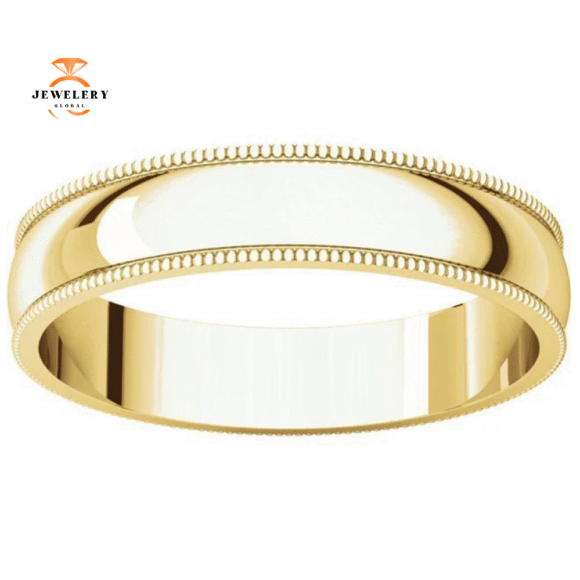 WOMEN'S 14KT GOLD 4MM LIGHTWEIGHT MILGRAIN WEDDING BAND - Image 6