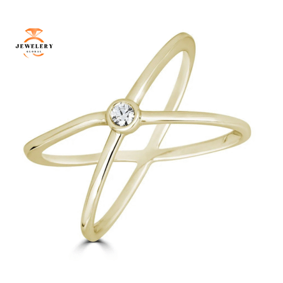 EMILIQUE 14KT GOLD 1/20 CTW DIAMOND CRISS-CROSS RING - Image 2