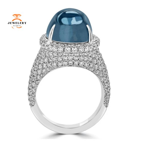 JULEVE 14.25 CT BLUE TOURMALINE AND 2.82 CTW DIAMOND RING - Image 3