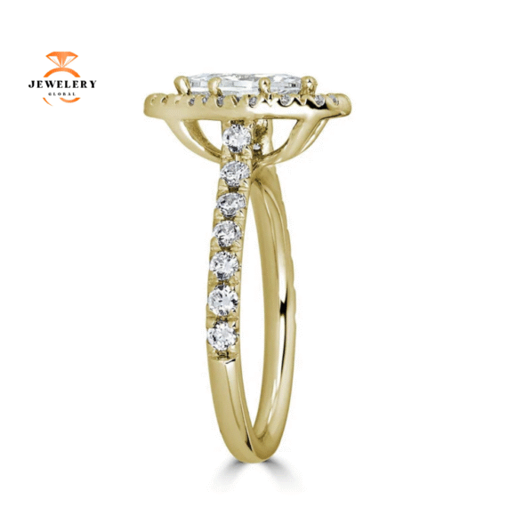JULEVE 14KT GOLD 1.00 CTW DIAMOND MARQUISE HALO RING - Image 6