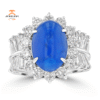 Juleve 18KT White Gold 6.10 CT Apatite & 2.72 CTW Diamond Halo Ring
