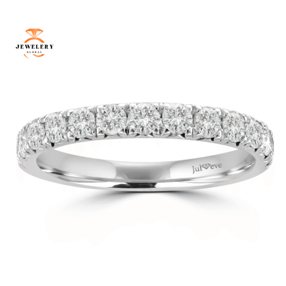 JULEVE WHITE GOLD .72 CTW ROUND DIAMOND WEDDING BAND