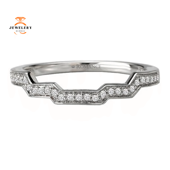 14KT WHITE GOLD 1/10 CTW DIAMOND NOTCHED MILGRAIN BAND - Image 3