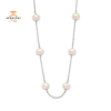 14KT WHITE GOLD FRESH WATER CULTURED PEARL 12-STATION NECKLACE