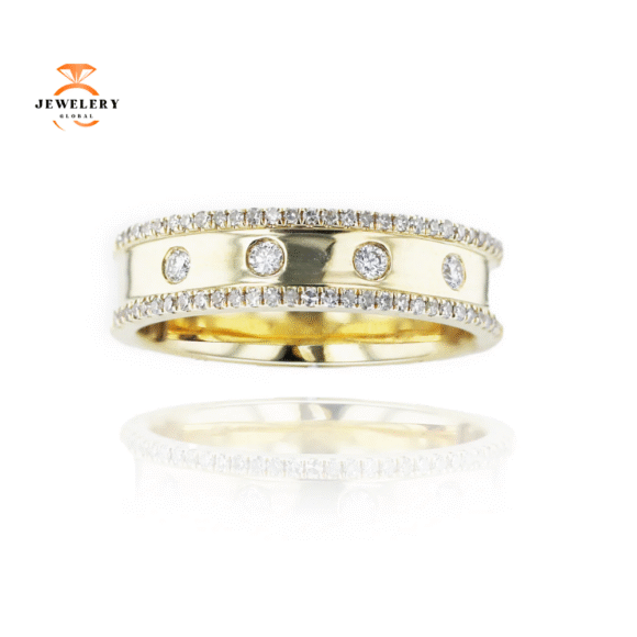 14KT YELLOW GOLD 0.28CT ROUND DIAMOND 2 ROW DIAMOND RING
