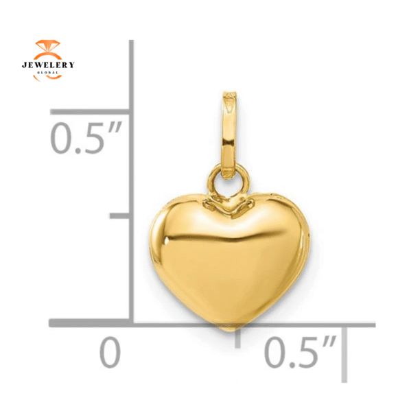 14KT YELLOW GOLD SMALL PUFFED HEART CHARM - Image 2