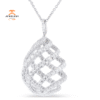 18K WHITE GOLD 6.65CTW DIAMOND SPIRAL TEARDROP NECKLACE