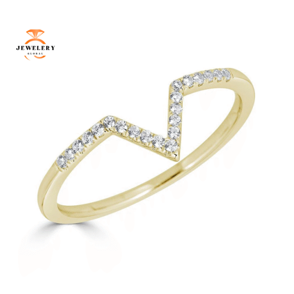 EMILIQUE14KT GOLD 0.08 CTW DIAMOND CHEVRON RING