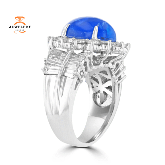 Juleve 18KT White Gold 6.10 CT Apatite & 2.72 CTW Diamond Halo Ring - Image 2