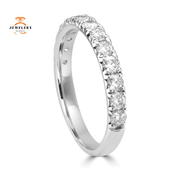 JULEVE WHITE GOLD .72 CTW ROUND DIAMOND WEDDING BAND - Image 2