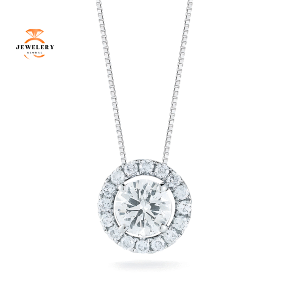 14KT WHITE GOLD 1/4 CTW DIAMOND HALO NECKLACE