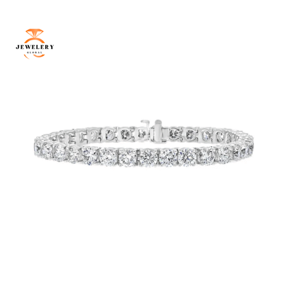 14KT WHITE GOLD 16.40 CTW ROUND DIAMOND 4 PRONG TENNIS BRACELET