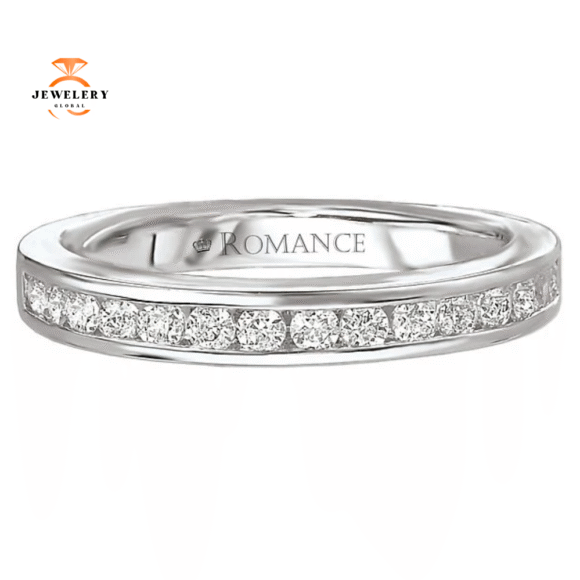 14KT WHITE GOLD 3/8 CTW ROUND DIAMOND CHANNEL SET BAND - Image 2