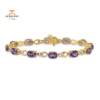 14KT YELLOW GOLD AMETHYST & DIAMOND BRACELET
