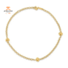 14KT YELLOW GOLD PUFF HEART CABLE CHAIN ANKLET
