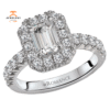 18KT 7/8 CTW Diamond Pave Octagon Halo Setting For 1 CT Radiant/Emerald