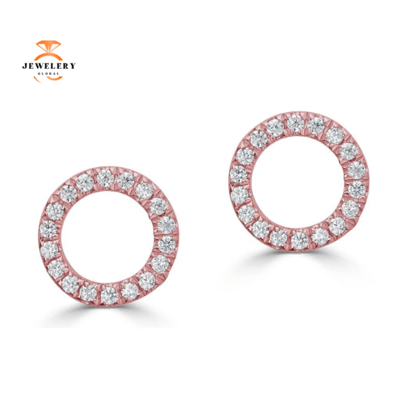 EMILIQUE 14KT GOLD 0.12 CTW DIAMOND OPEN CIRCLE EARRINGS