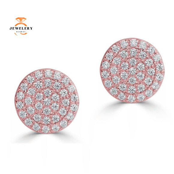 EMILIQUE 14KT ROSE GOLD 0.24 CTW DIAMOND PAVÉ CIRCLE STUD EARRINGS