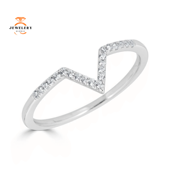 EMILIQUE14KT GOLD 0.08 CTW DIAMOND CHEVRON RING - Image 2
