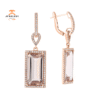 JULEVE 14.53 CTW MORGANITE & 0.92 CTW DIAMOND HALO DROP EARRINGS