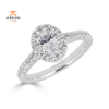 JULEVE 14KT GOLD 1.00 CTW DIAMOND OVAL HALO CATHEDRAL RING