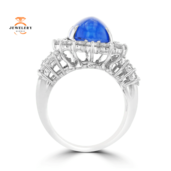 Juleve 18KT White Gold 6.10 CT Apatite & 2.72 CTW Diamond Halo Ring - Image 3