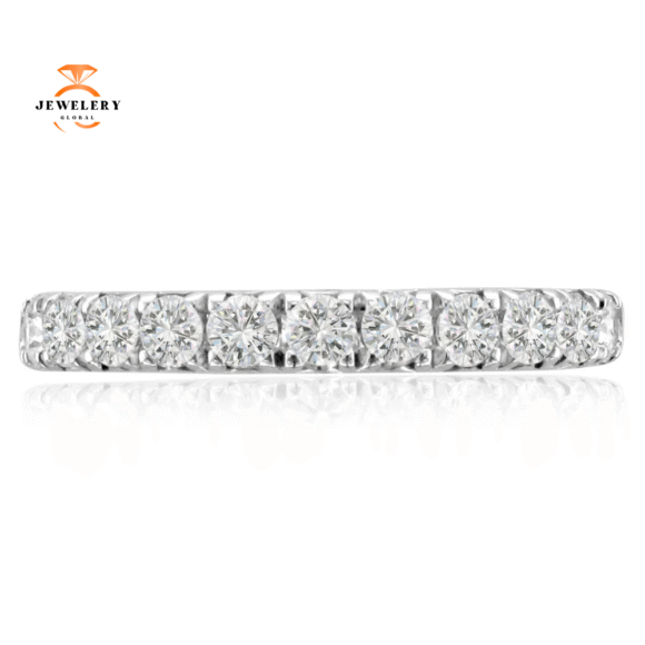 JULEVE WHITE GOLD .72 CTW ROUND DIAMOND WEDDING BAND - Image 3