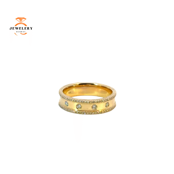 14KT YELLOW GOLD 0.28CT ROUND DIAMOND 2 ROW DIAMOND RING - Image 2