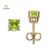 14KT YELLOW GOLD 1.00 CTW ROUND PERIDOT EARRINGS