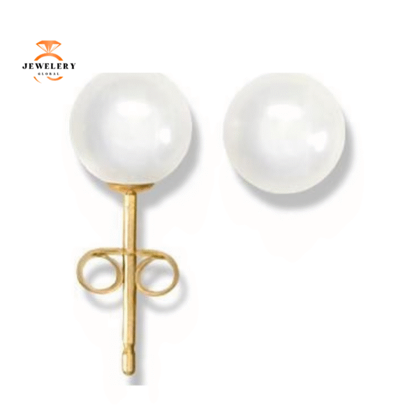 14KT YELLOW GOLD 6 MILLIMETER CULTURED PEARL EARRINGS
