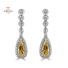18KT WHITE GOLD 2.93 CTW DIAMOND HALO DROP EARRINGS