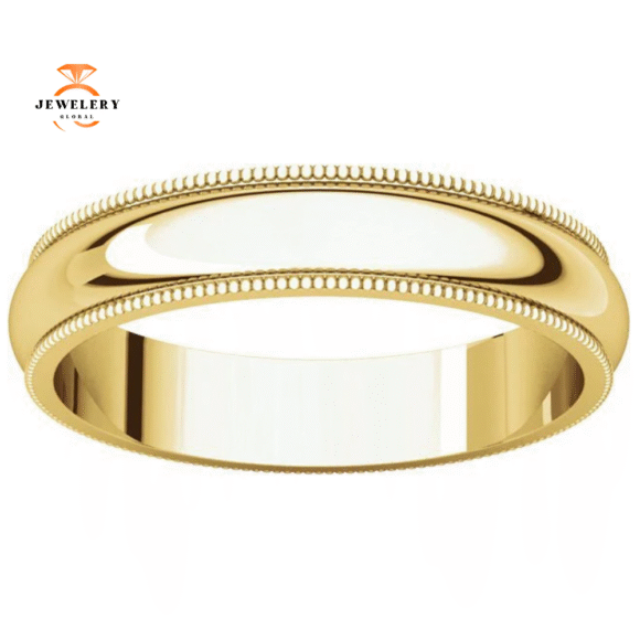 WOMEN'S 14KT GOLD 4MM MILGRAIN WEDDING BAND - Image 2