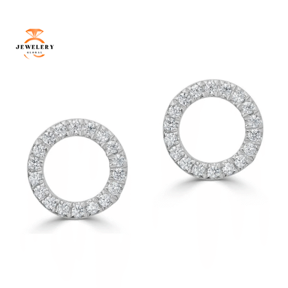 EMILIQUE 14KT GOLD 0.12 CTW DIAMOND OPEN CIRCLE EARRINGS - Image 2
