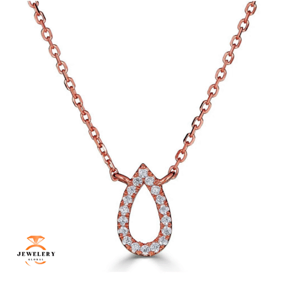 Emilique 14KT Gold 1/20 CTW Diamond Pear Outline Necklace