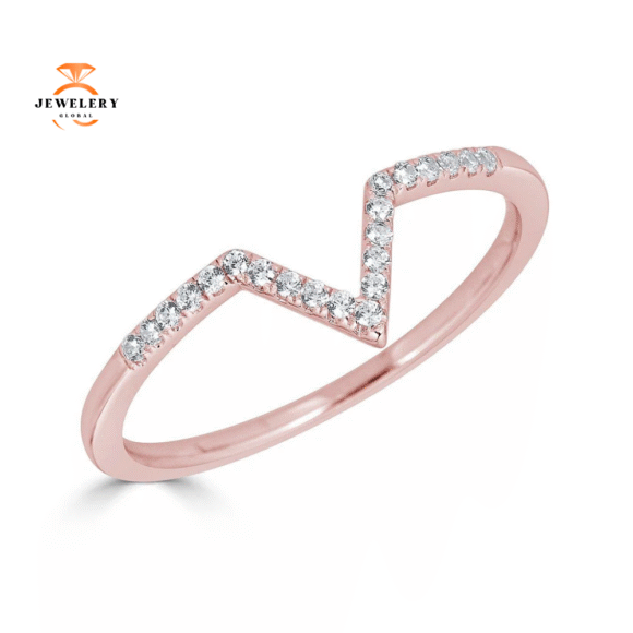 EMILIQUE14KT GOLD 0.08 CTW DIAMOND CHEVRON RING - Image 3