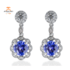 JULEVE 2.60 CTW SAPPHIRE & 0.54 CTW DIAMOND HALO DROP EARRINGS