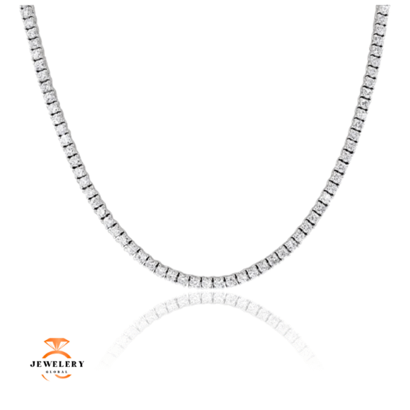 14KT WHITE GOLD 16.82 CTW ROUND DIAMOND 17" TENNIS NECKLACE