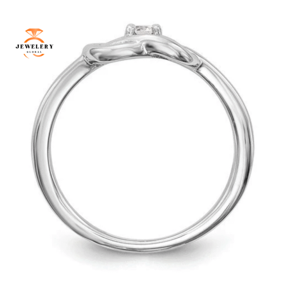 14KT WHITE GOLD ROUND DIAMOND KNOT PROMISE RING - Image 3