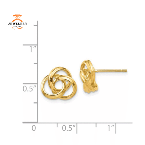 14KT YELLOW GOLD LOVE KNOT EARRINGS - Image 2