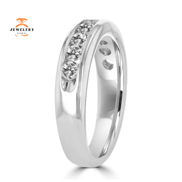14KT White Gold 3/4 CTW Diamond Channel Set Band - Image 2