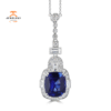 18K WHITE GOLD 7.26 CTW SAPPHIRE & 1.39 CTW DIAMOND NECKLACE