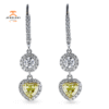 18KT WHITE GOLD 1.53CTW YELLOW DIAMOND & 0.97CTW DIAMOND DANGLE EARRINGS
