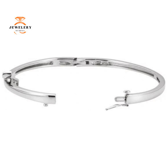 14KT White Gold 1/4 CTW Diamond Journey Bangle Bracelet - Image 2
