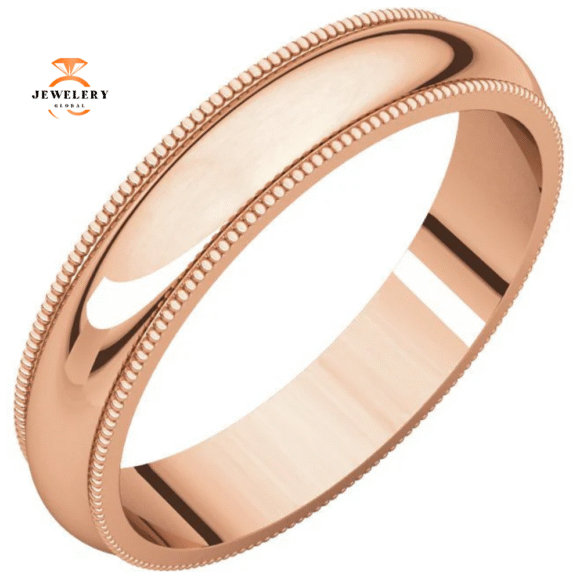 WOMEN'S 14KT GOLD 4MM MILGRAIN WEDDING BAND - Image 3