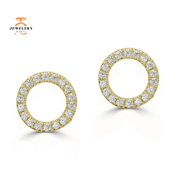 EMILIQUE 14KT GOLD 0.12 CTW DIAMOND OPEN CIRCLE EARRINGS - Image 3